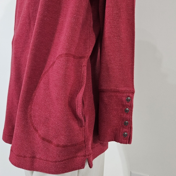 J.Jill Womens Red Waffle Knit Cotton Blend Cozy Long Sleeve Top Heathered Red XL - Picture 8 of 12
